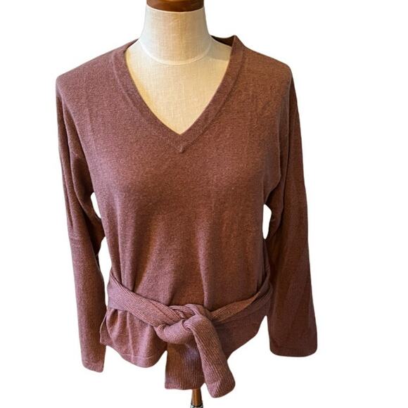 White + Warren Cashmere v neck Sweater Dusty Rose S - Picture 1 of 6